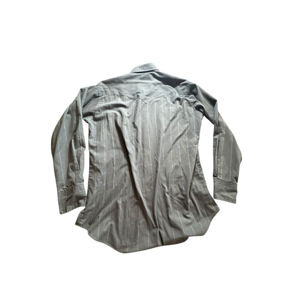 VTG Flying R Ranchwear Western Shirt Mens L Gray Striped Pearl Snap USA made - Picture 12 of 13